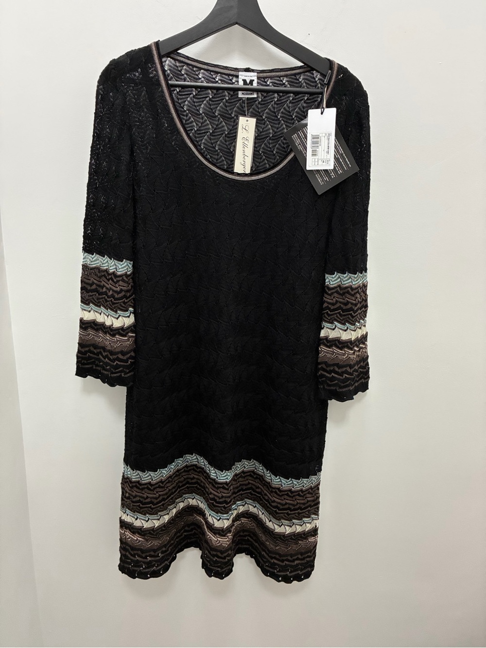 M Missoni NWT Black Crochet Knit Dress
